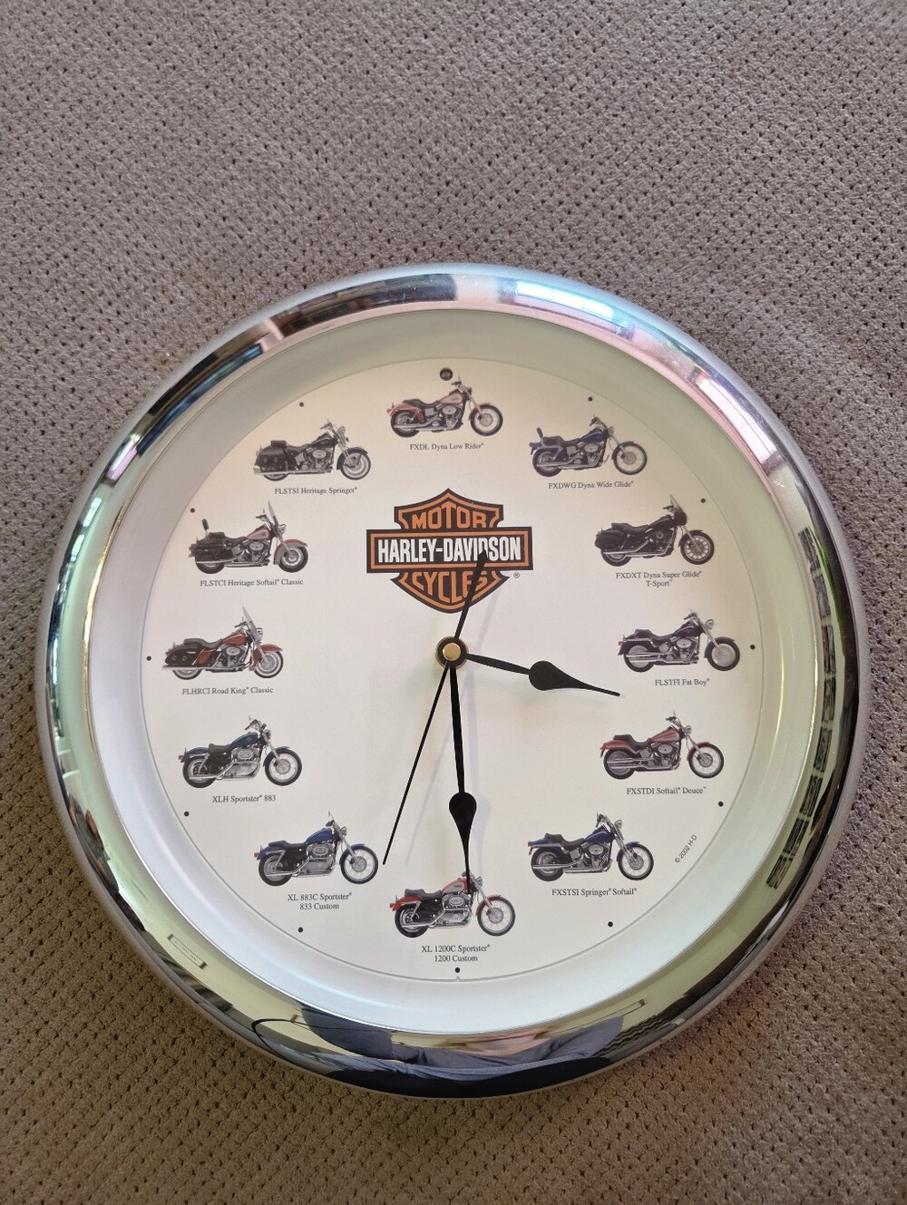 Vintage 2002 Harley Davidson wall clock with optional realistic motorcycle sound